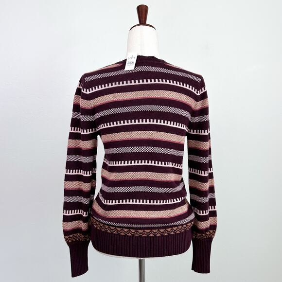 Ann Taylor LOFT Metallic Stripe Puff Sleeve Knit Sweater NWT - Picture 6 of 10